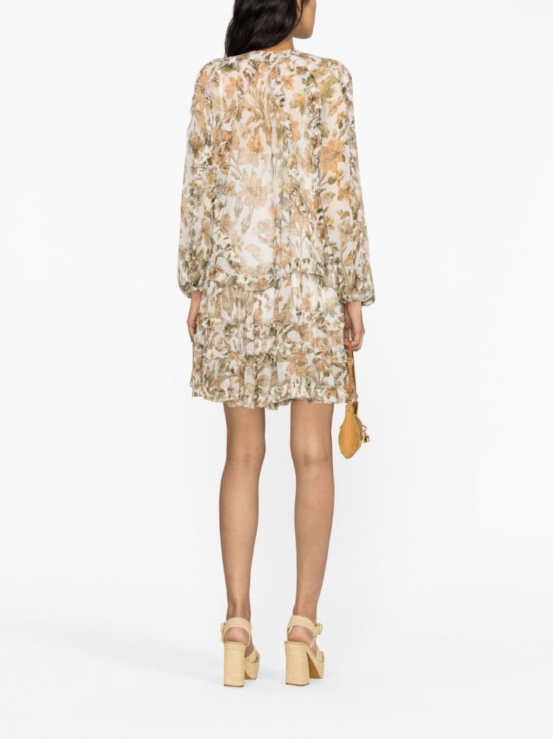 Orange Chintz Floral-print Mini Dress