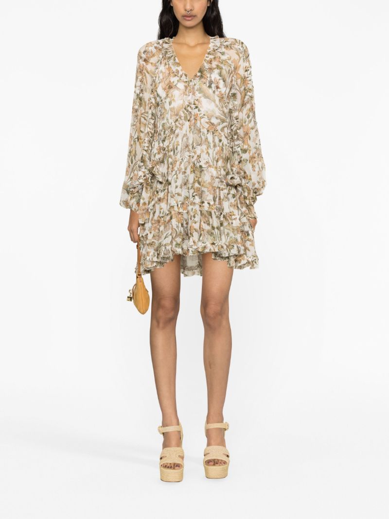 Orange Chintz Floral-print Mini Dress