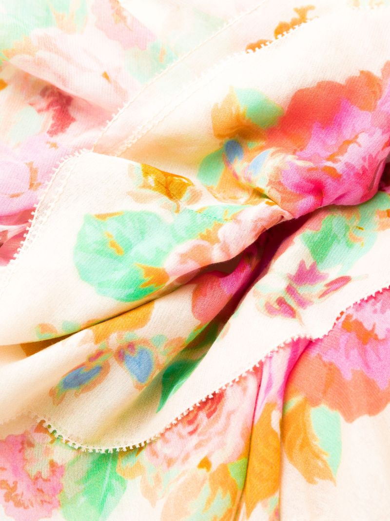 Yellow Raie Floral-print Midi Dress