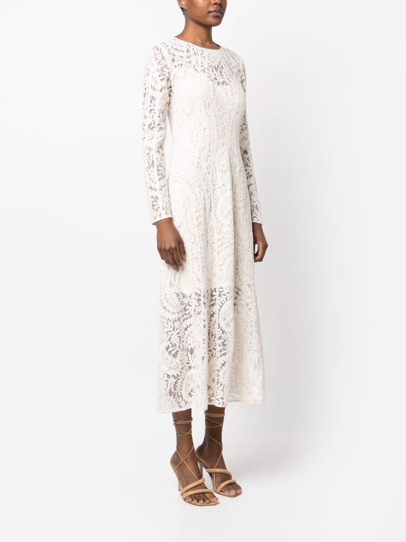 White Devi Floral Lace Midi Dress