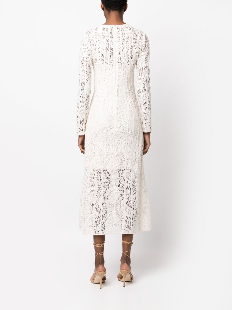 White Devi Floral Lace Midi Dress