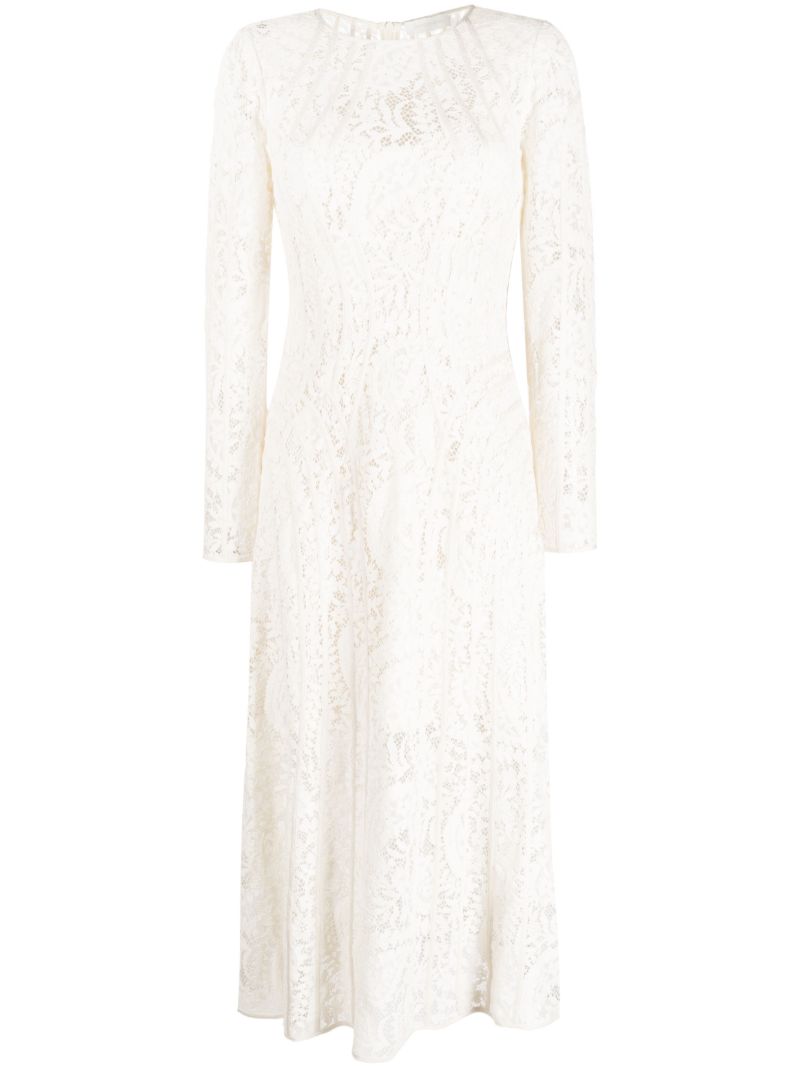 White Devi Floral Lace Midi Dress