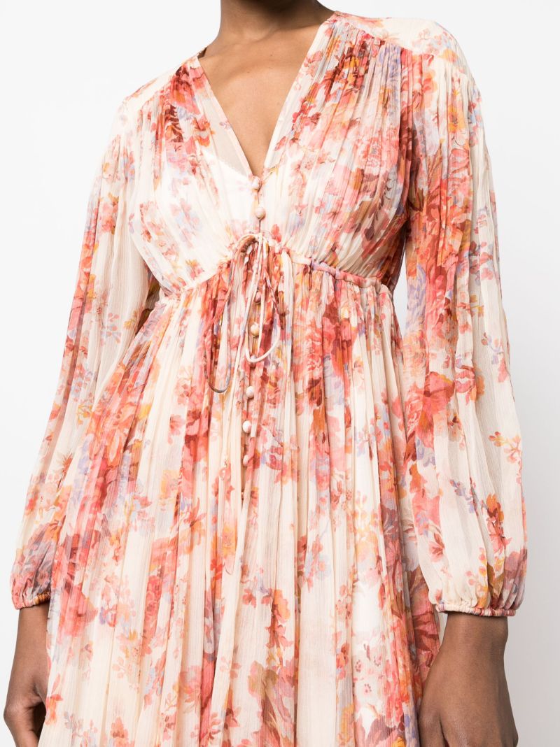 Neutral Devi Floral-print Silk Dress