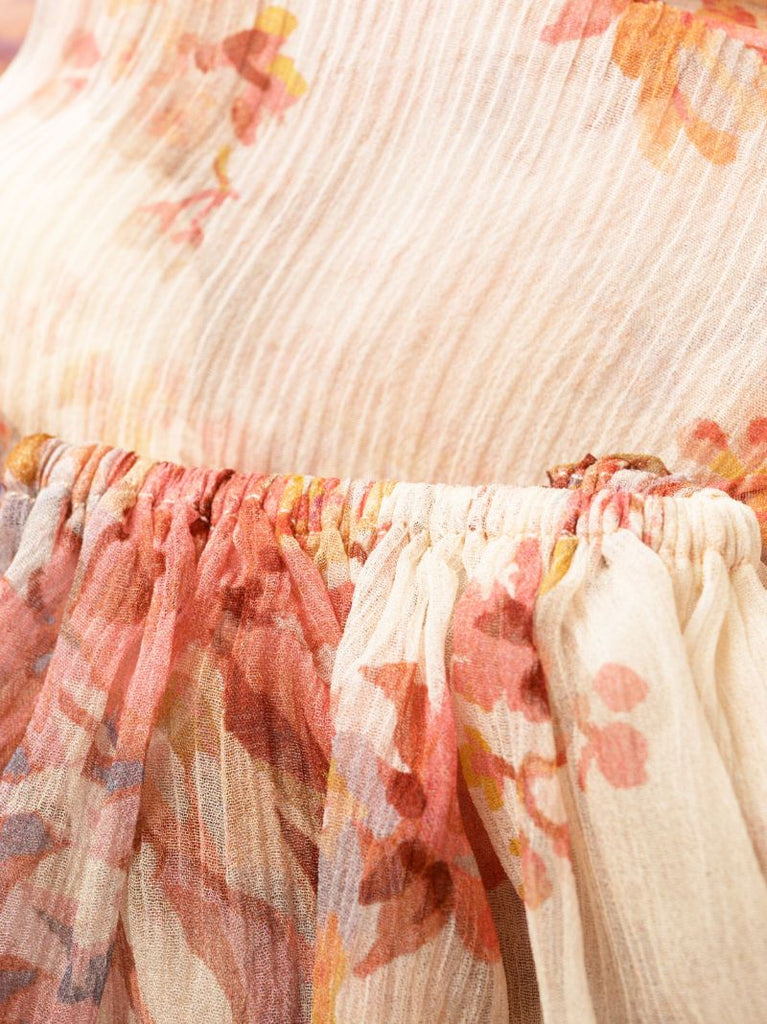 Neutral Devi Floral-print Silk Dress