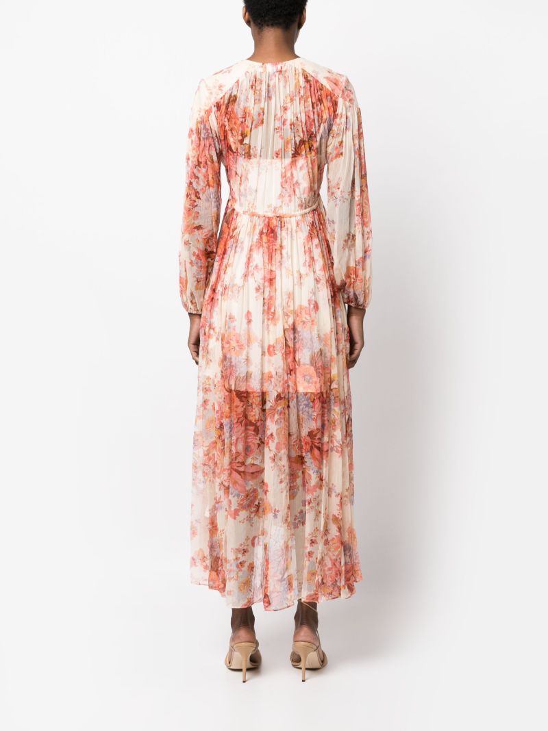 Neutral Devi Floral-print Silk Dress