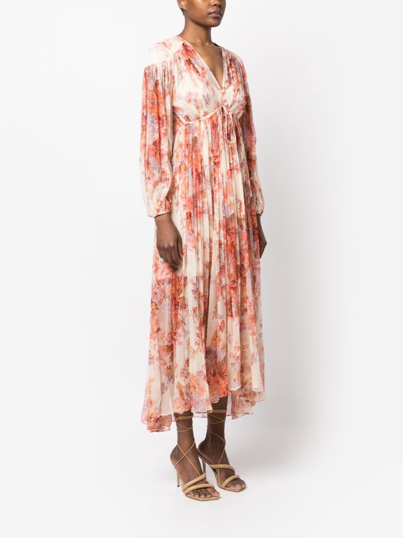 Neutral Devi Floral-print Silk Dress
