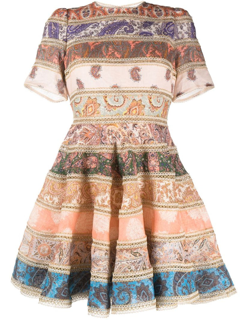 Neutral Devi Spliced Mini Dress
