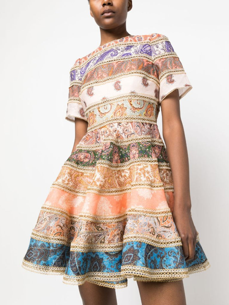 Neutral Devi Spliced Mini Dress