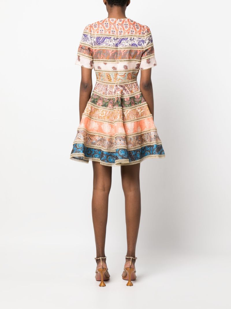 Neutral Devi Spliced Mini Dress