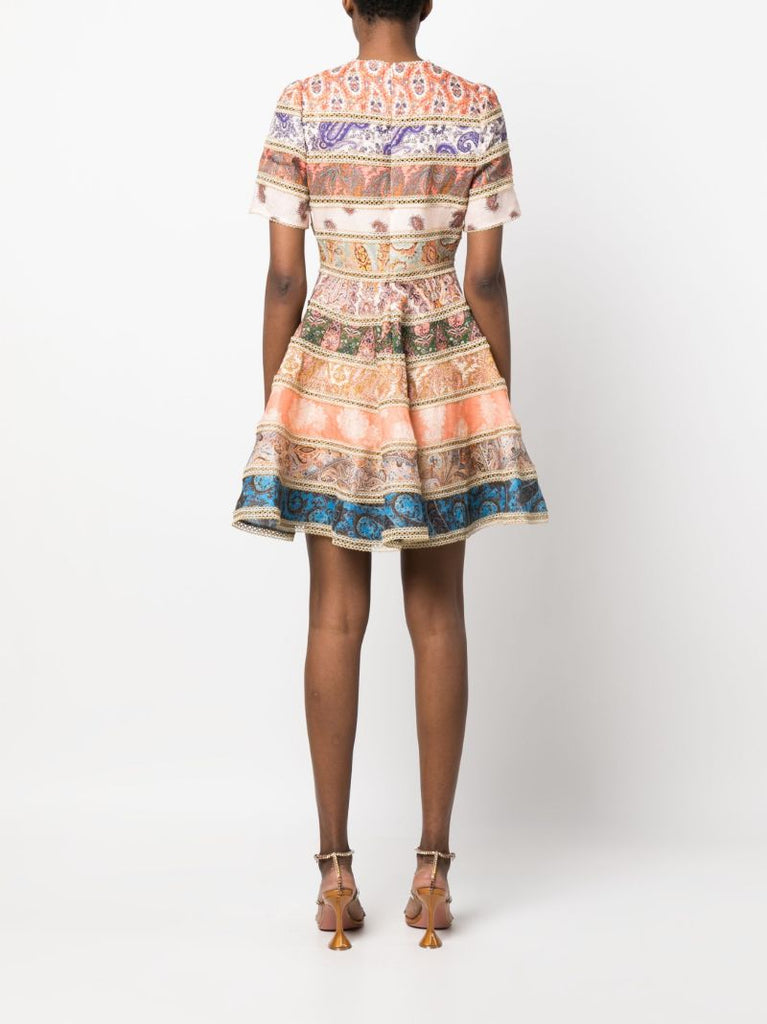 Neutral Devi Spliced Mini Dress