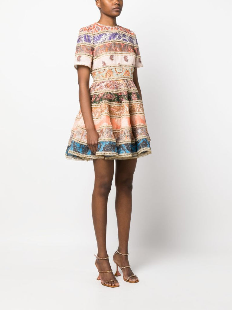 Neutral Devi Spliced Mini Dress