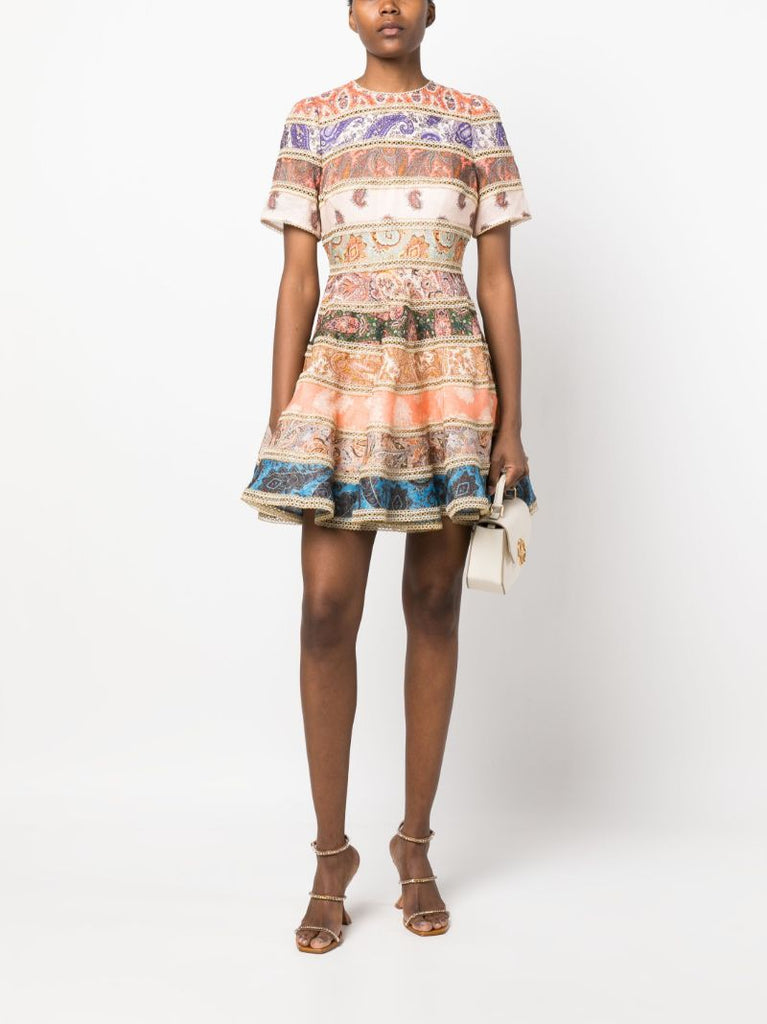 Neutral Devi Spliced Mini Dress