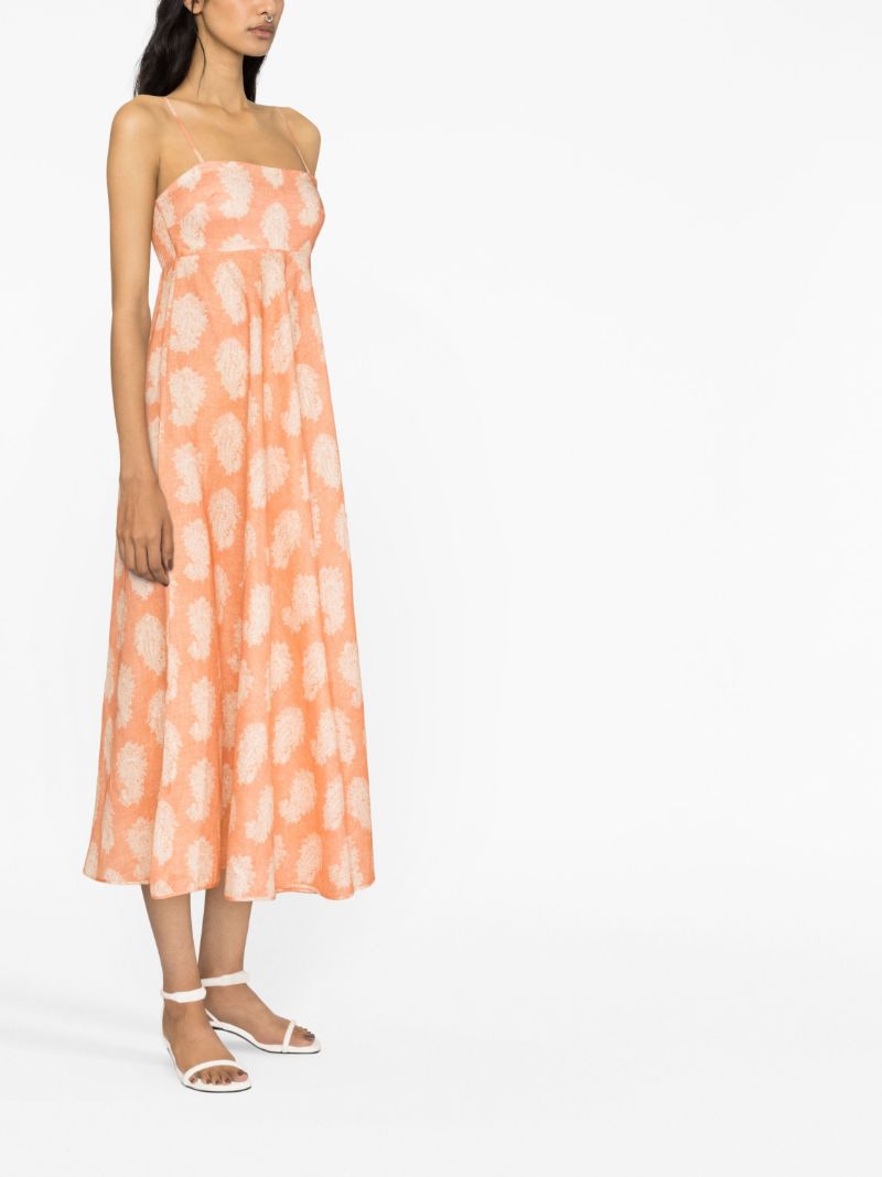 Orange Devi Paisley Print Linen Dress