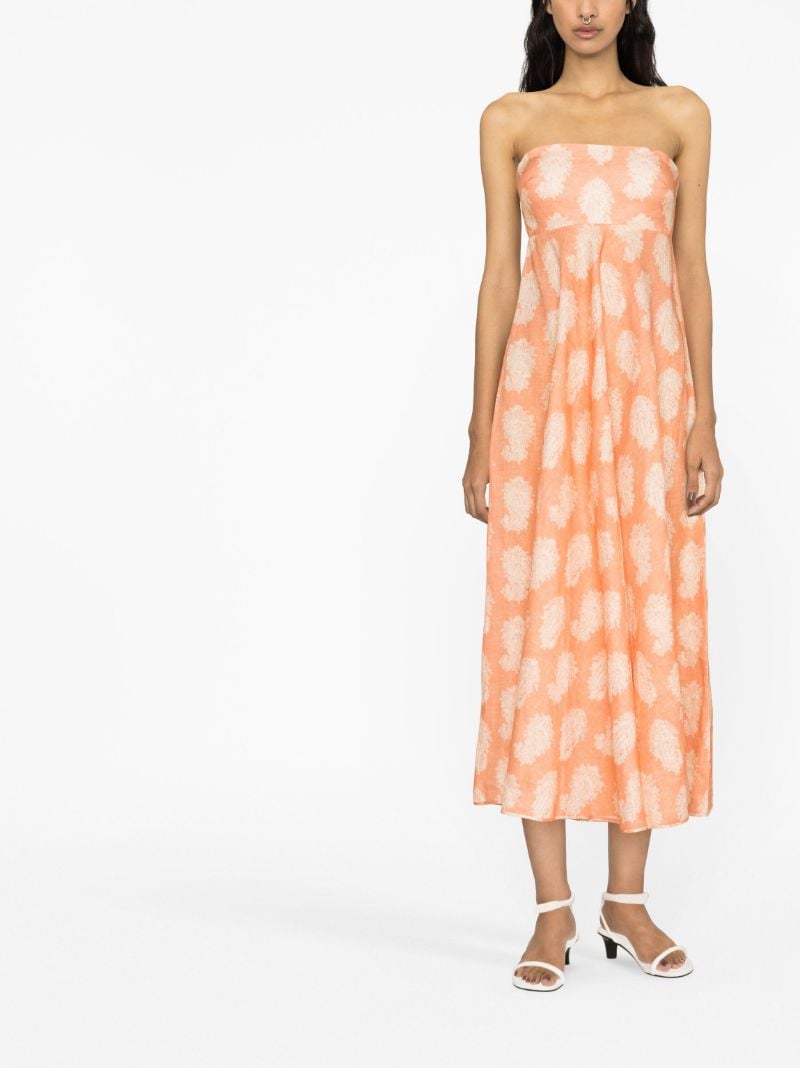 Orange Devi Paisley Print Linen Dress