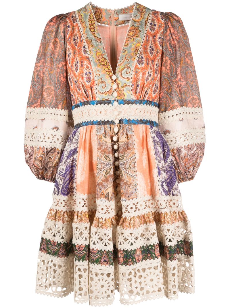 Neutral Devi Paisley Print Dress