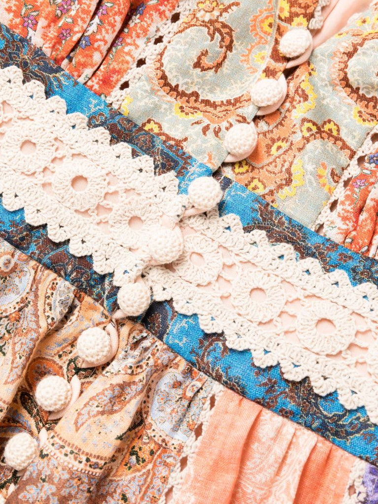 Neutral Devi Paisley Print Dress