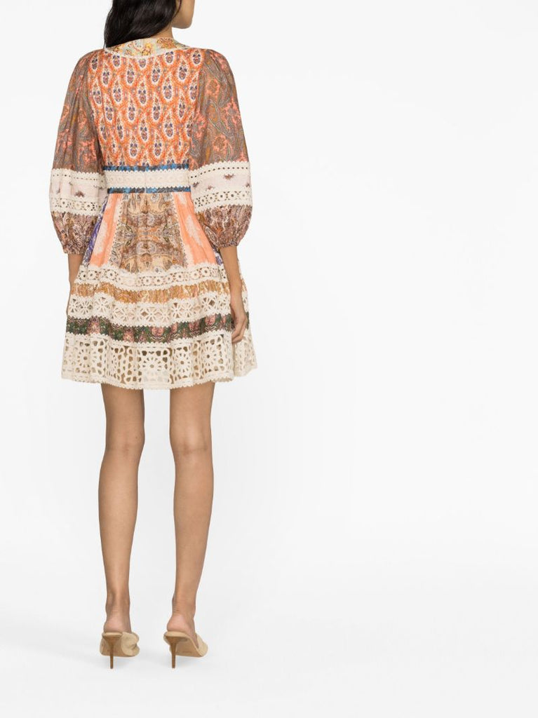 Neutral Devi Paisley Print Dress