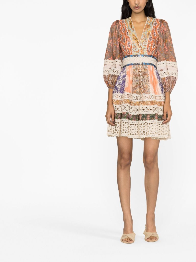 Neutral Devi Paisley Print Dress