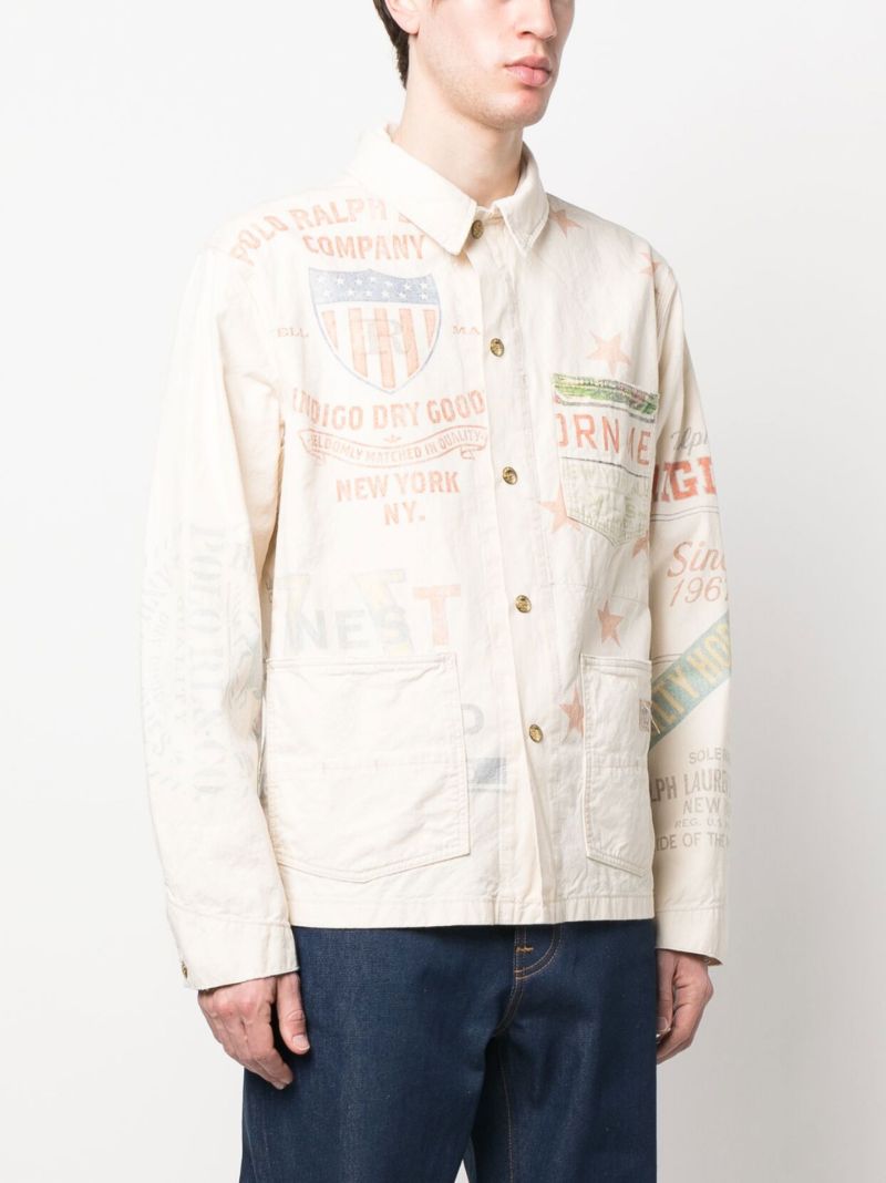 Neutral Printed Cotton Shirt Jacket