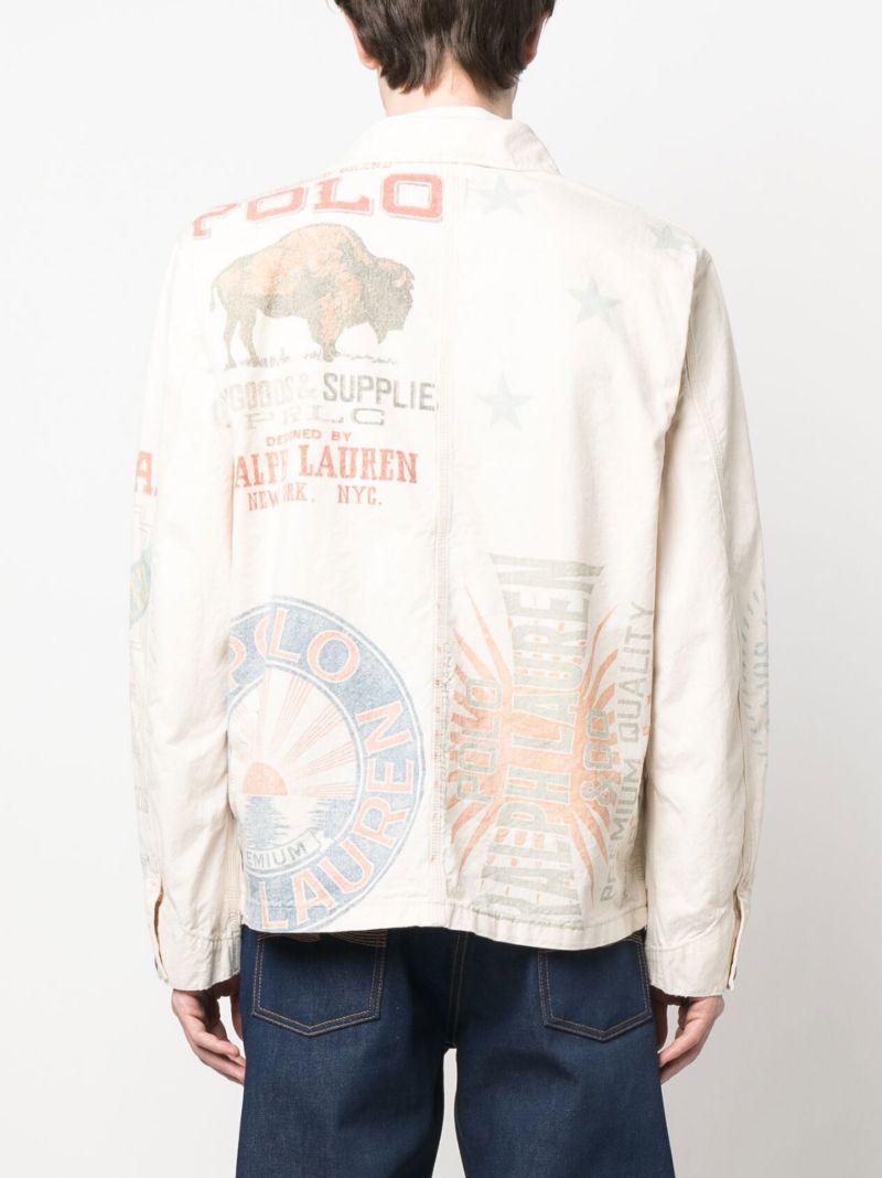 Neutral Printed Cotton Shirt Jacket