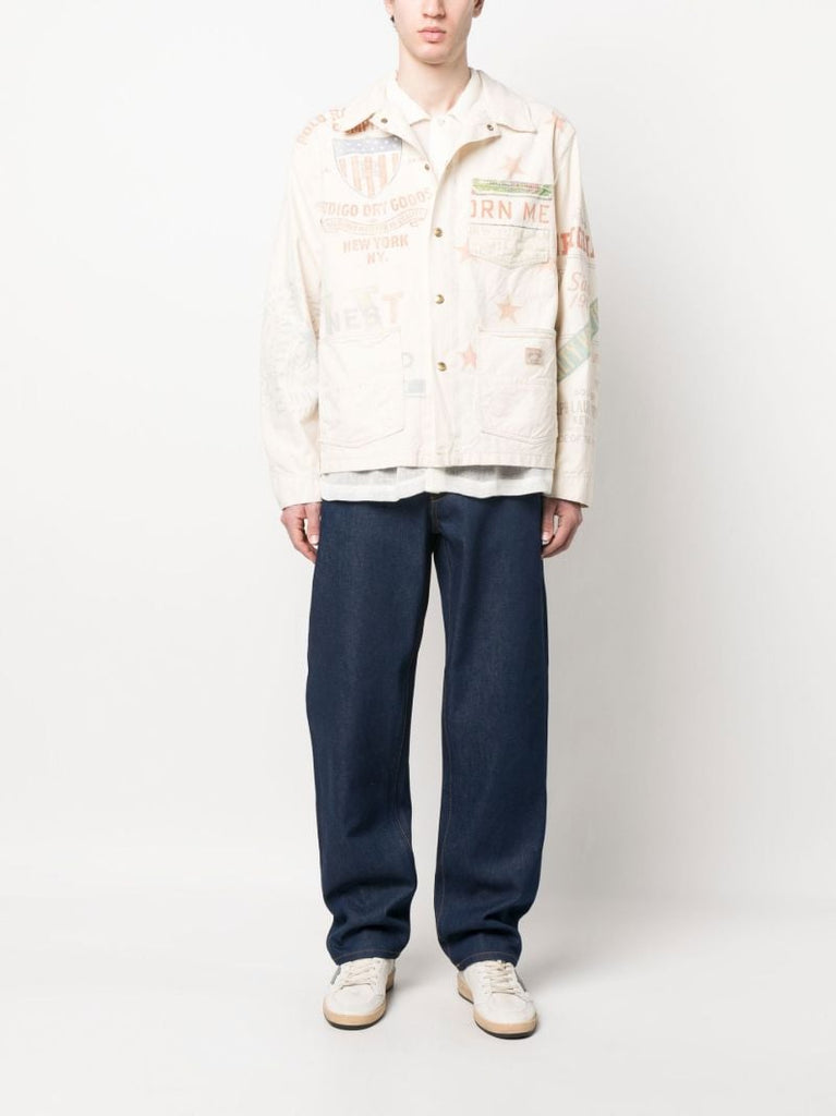 Neutral Printed Cotton Shirt Jacket