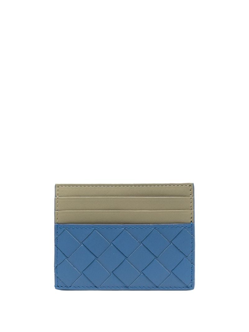 Blue Intrecciato Two-tone Leather Cardholder