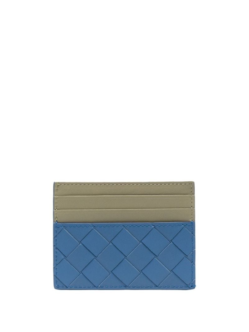 Blue Intrecciato Two-tone Leather Cardholder