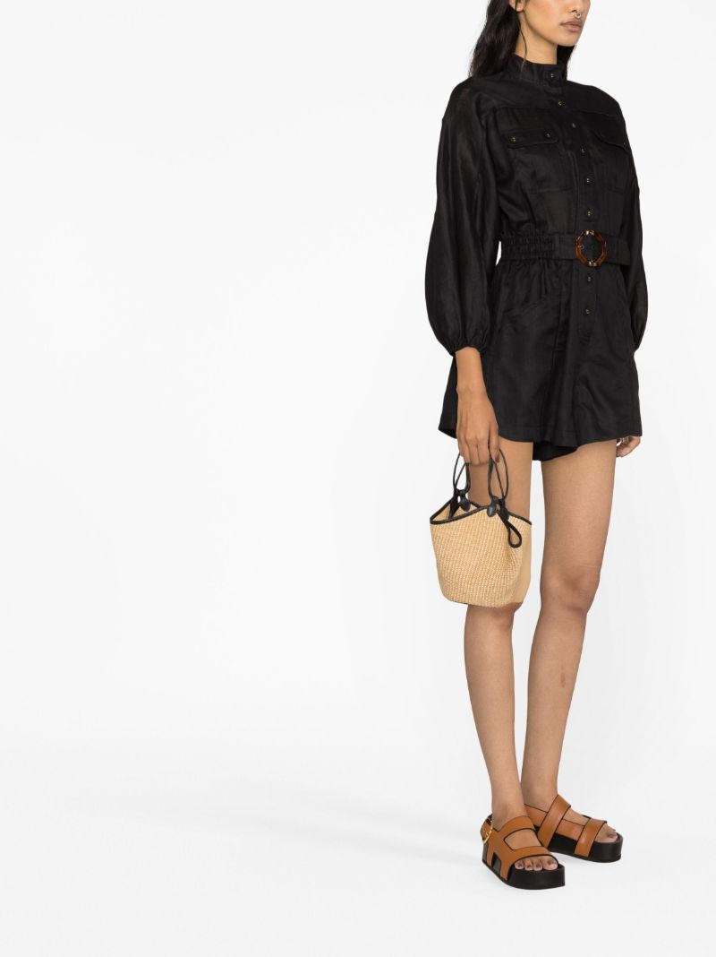 Black Devi Panelled Linen Playsuit