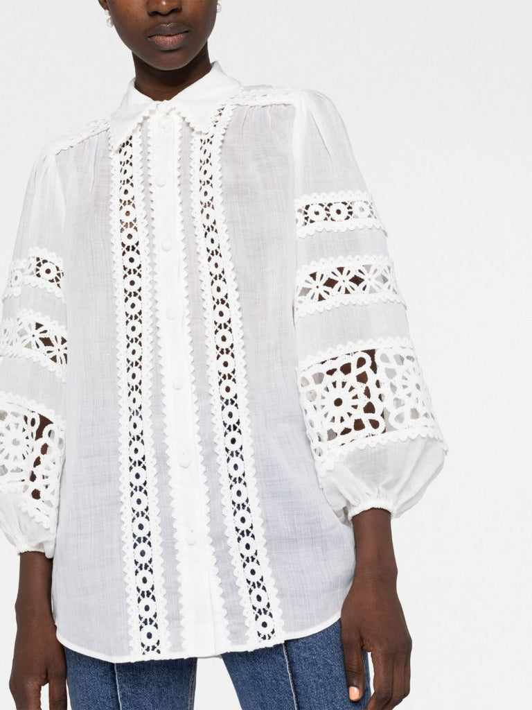 White Devi Cutwork Blouse