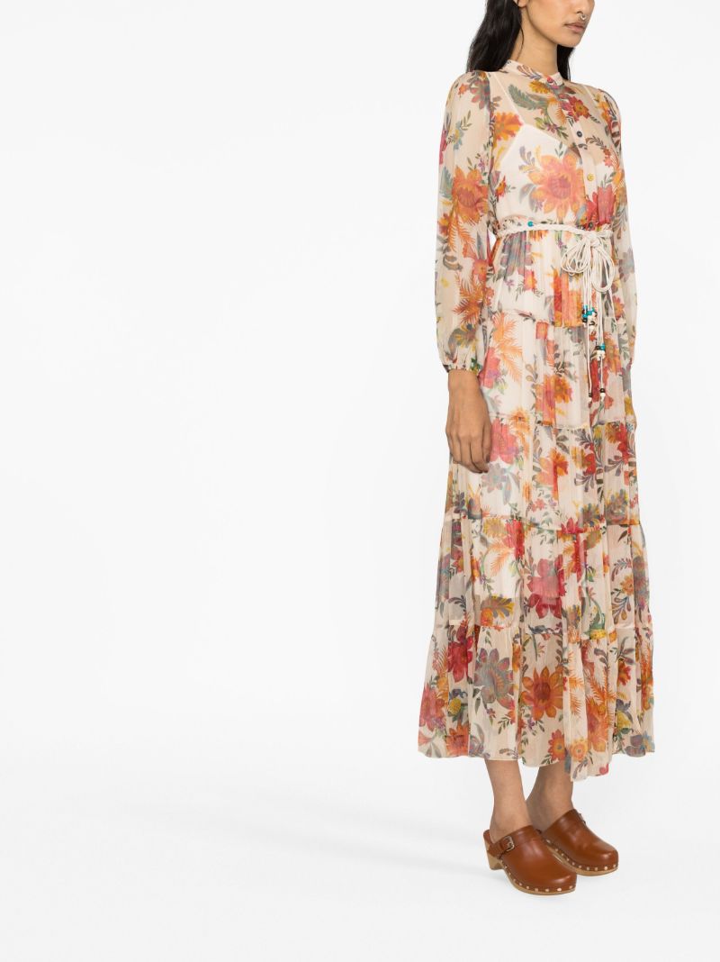 Neutral Ginger Floral Print Dress
