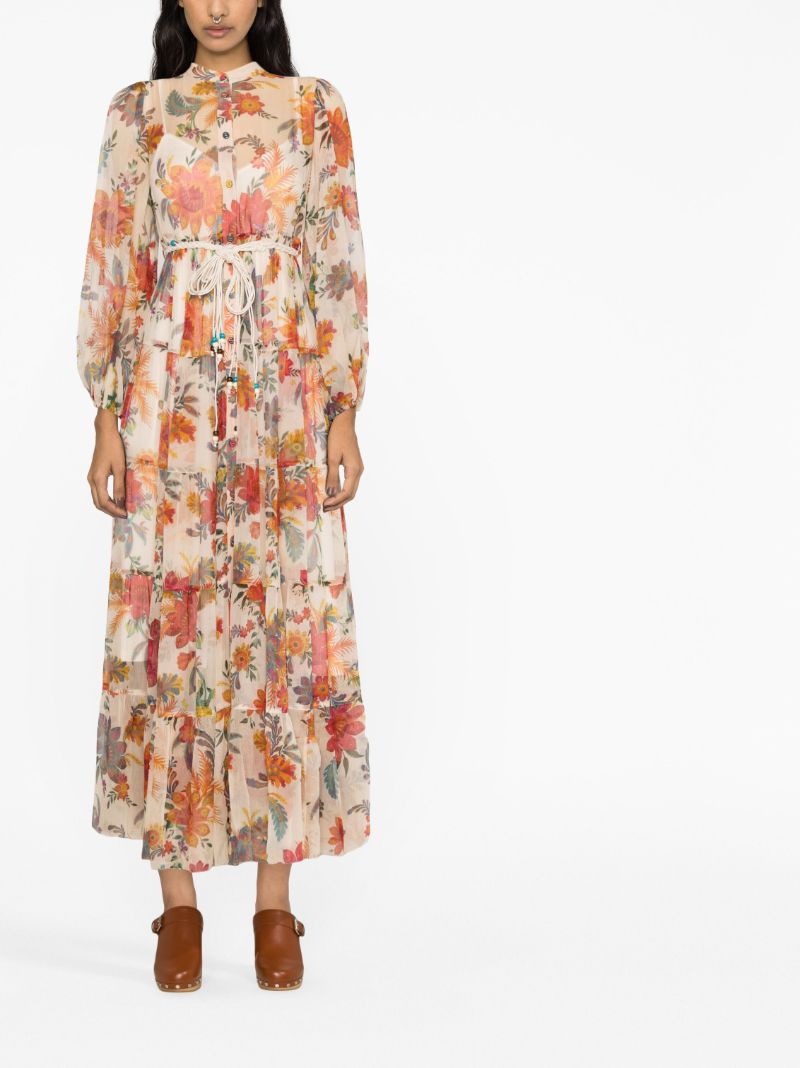 Neutral Ginger Floral Print Dress