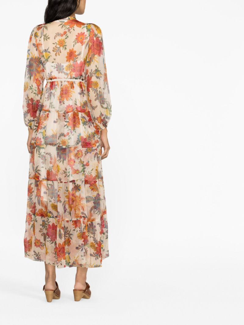 Neutral Ginger Floral Print Dress
