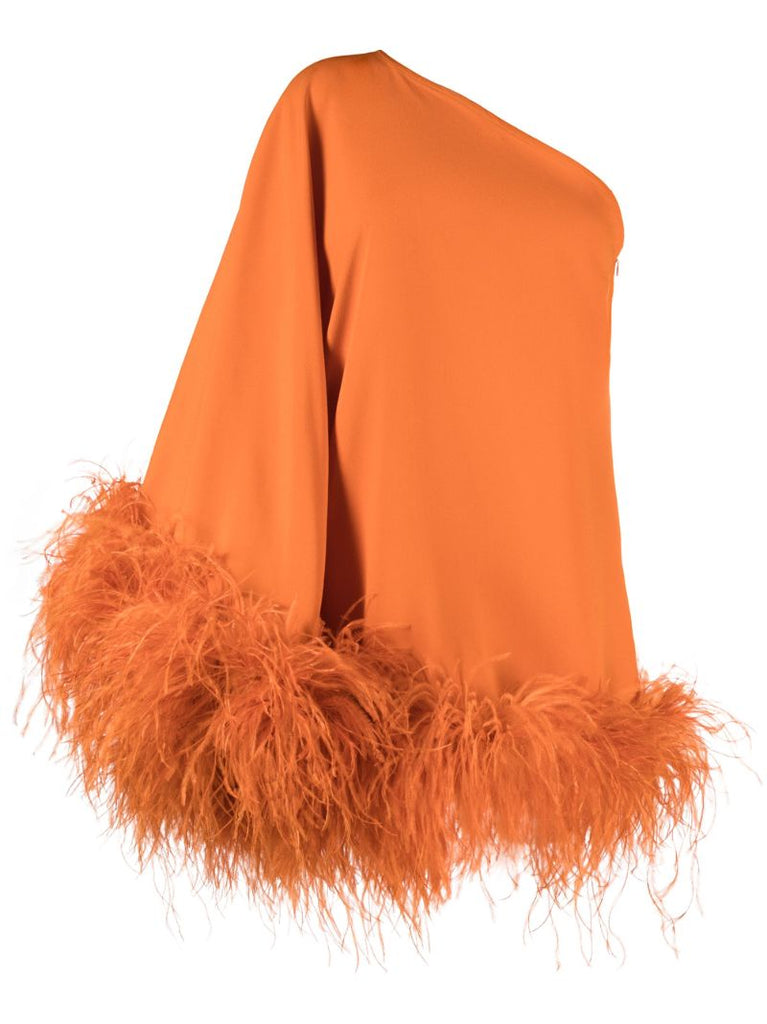 Orange Tina Feather-trim Mini Dress