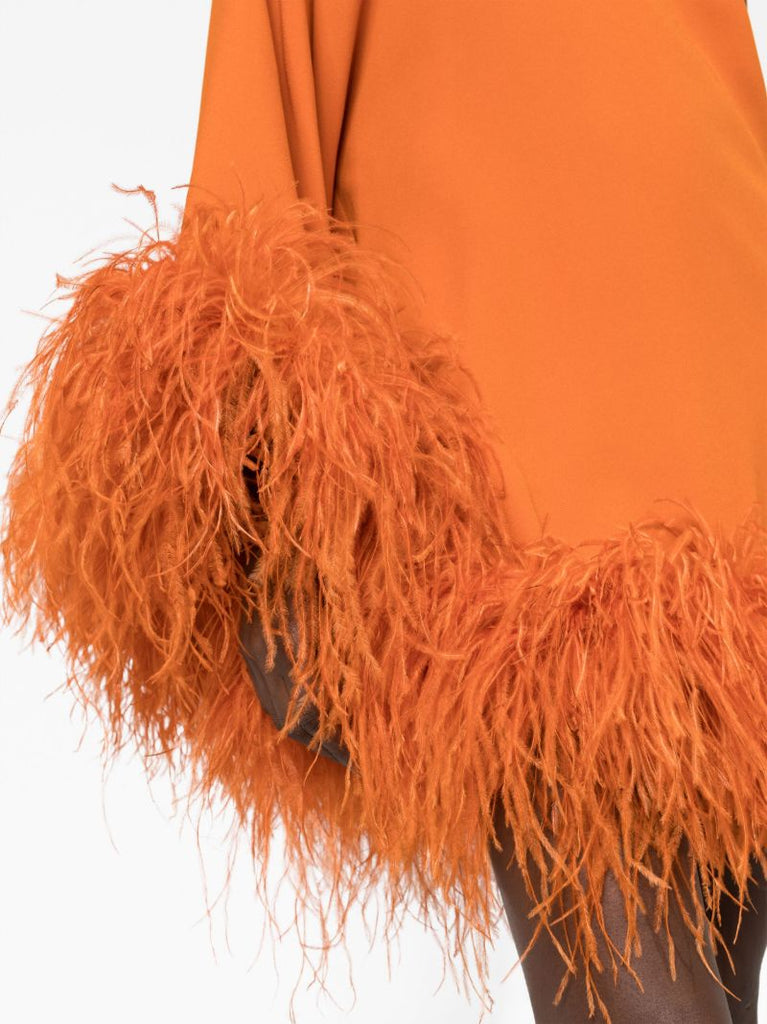 Orange Tina Feather-trim Mini Dress