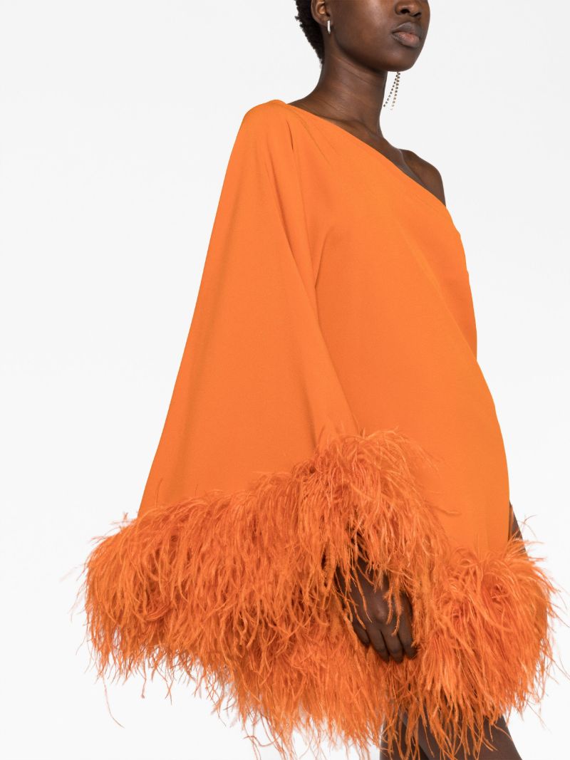 Orange Tina Feather-trim Mini Dress