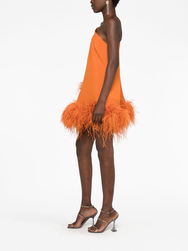 Orange Tina Feather-trim Mini Dress