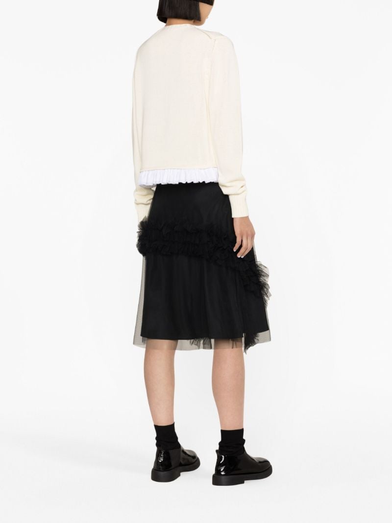 Black Lionel Ruffled Tulle Midi Skirt