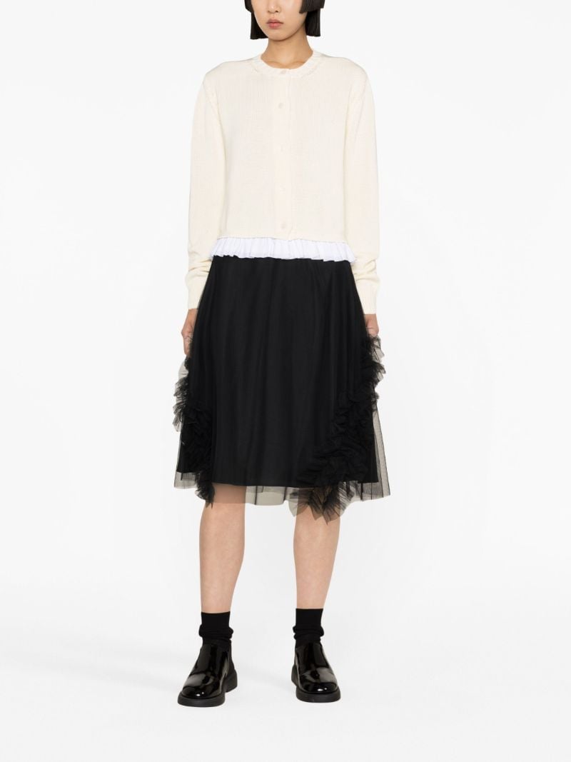 Black Lionel Ruffled Tulle Midi Skirt