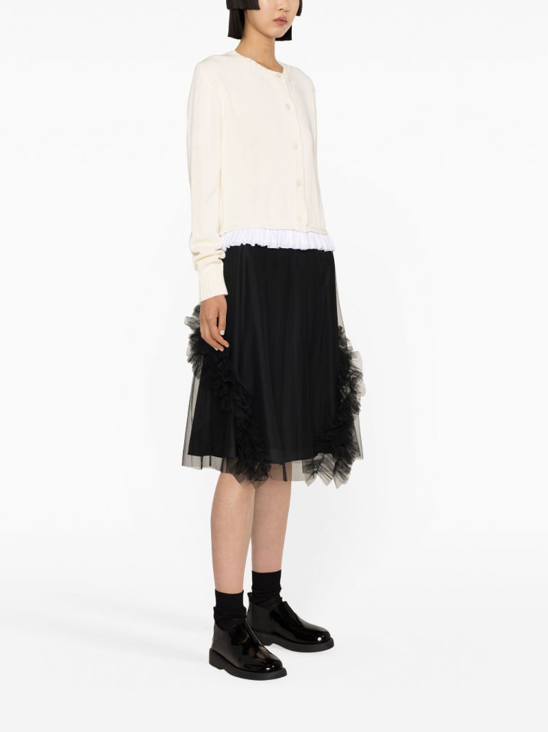 Black Lionel Ruffled Tulle Midi Skirt