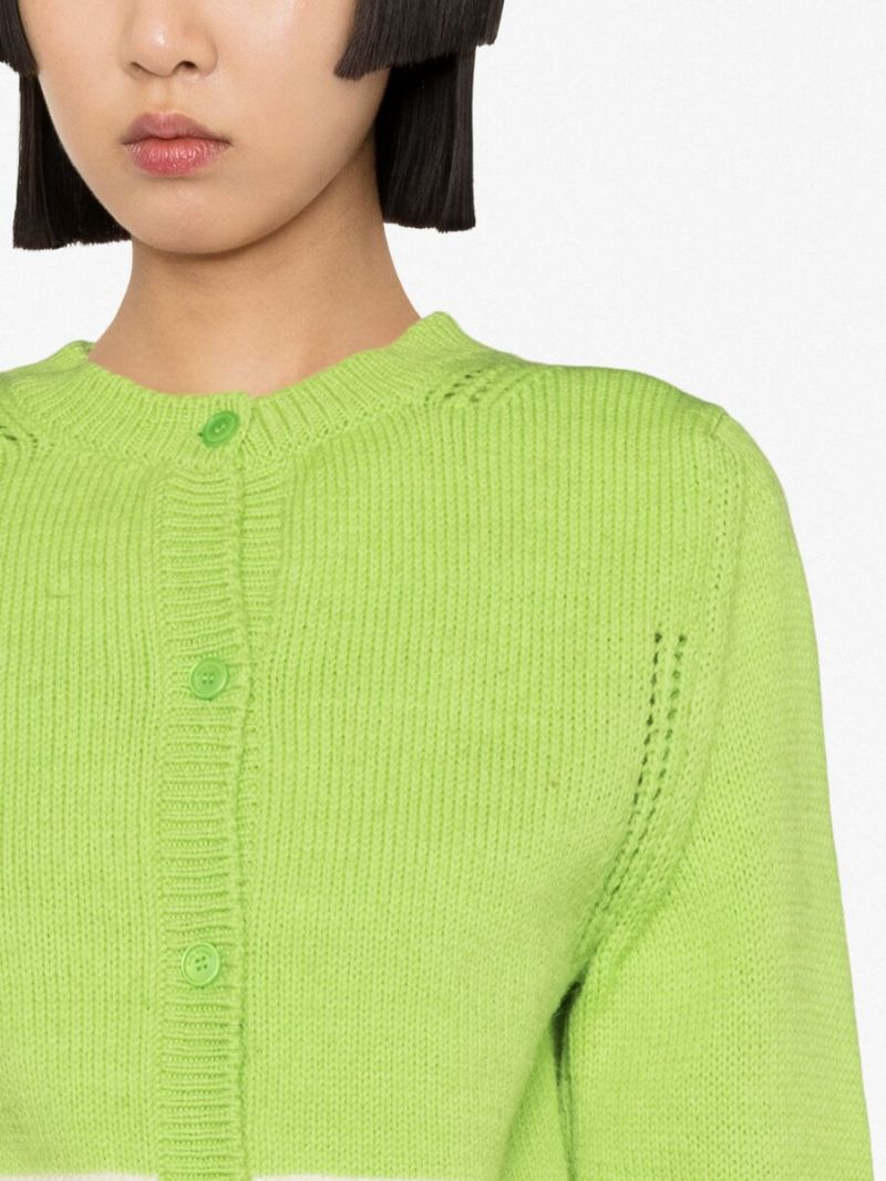 Green Nico Wool Contrast Panel Cardigan