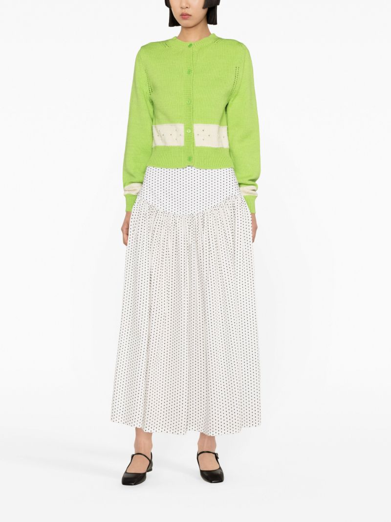 Green Nico Wool Contrast Panel Cardigan