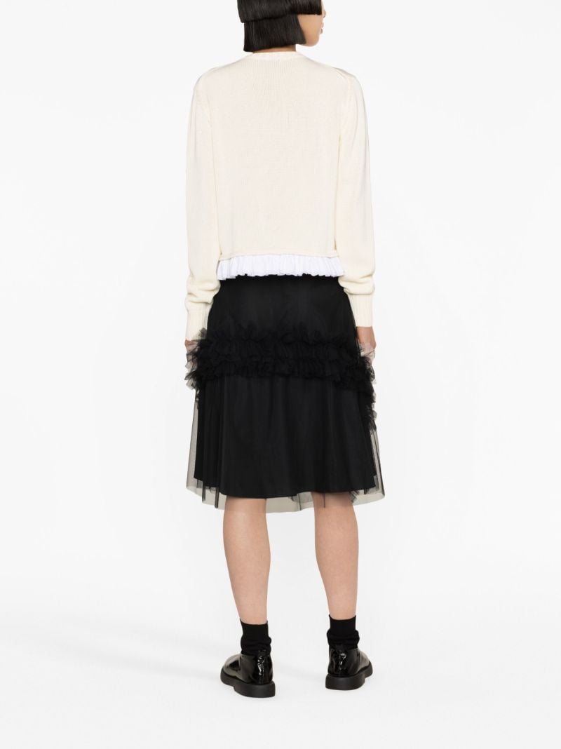 White Sabine Frill-hem Cotton Cardigan