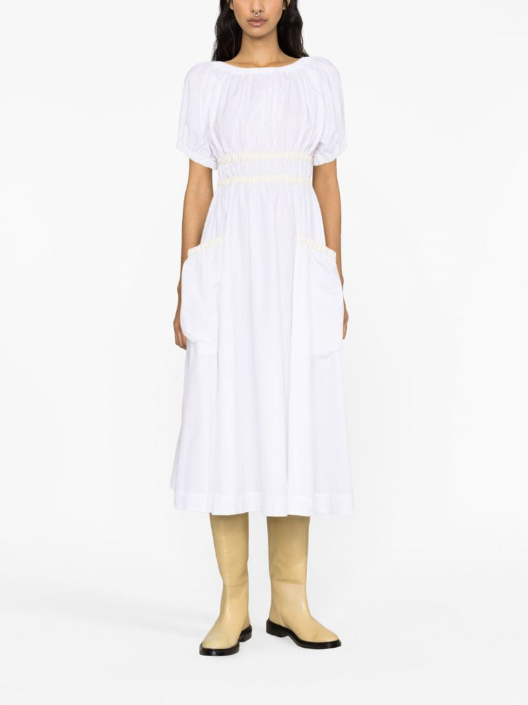 White Mags Taffeta Midi Dress