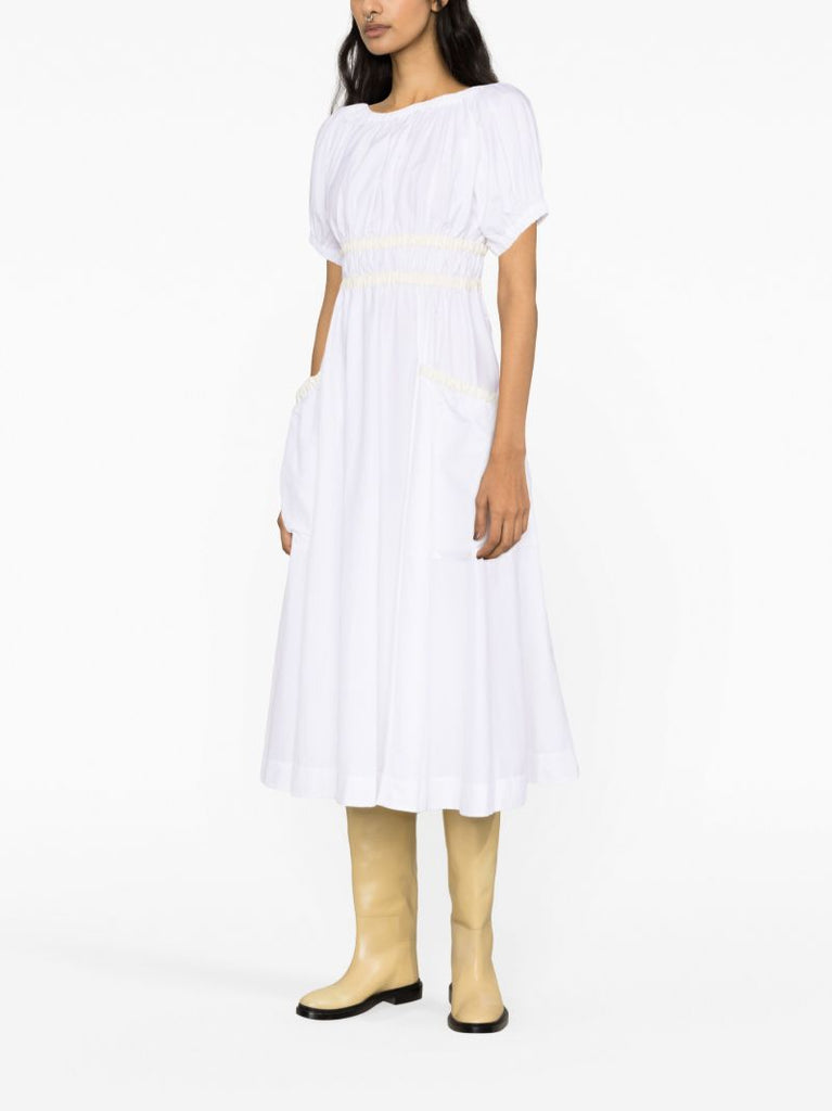 White Mags Taffeta Midi Dress
