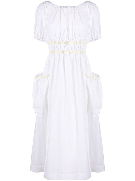 White Mags Taffeta Midi Dress