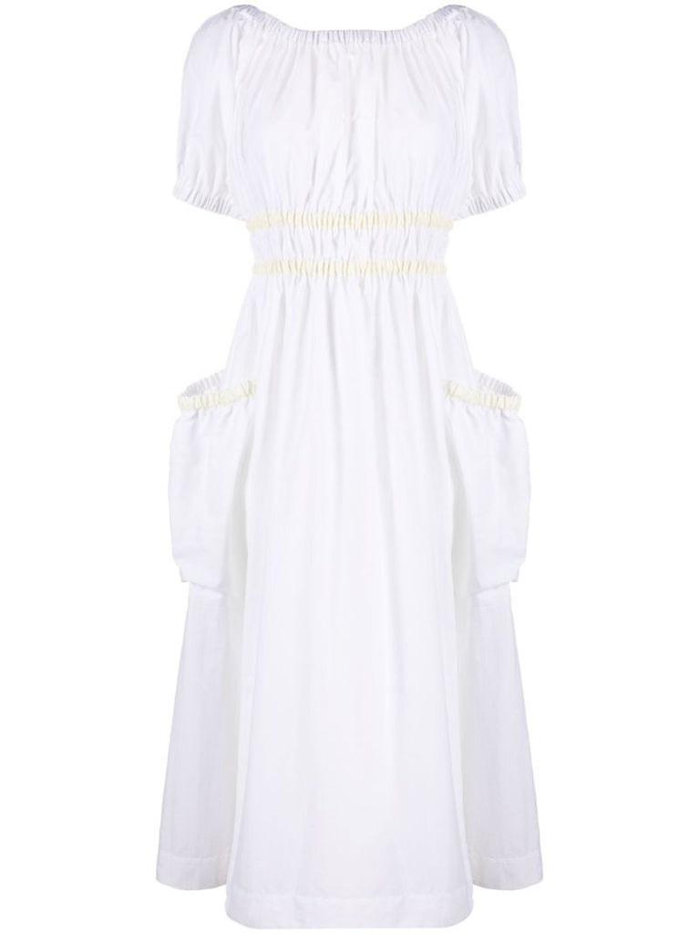 White Mags Taffeta Midi Dress