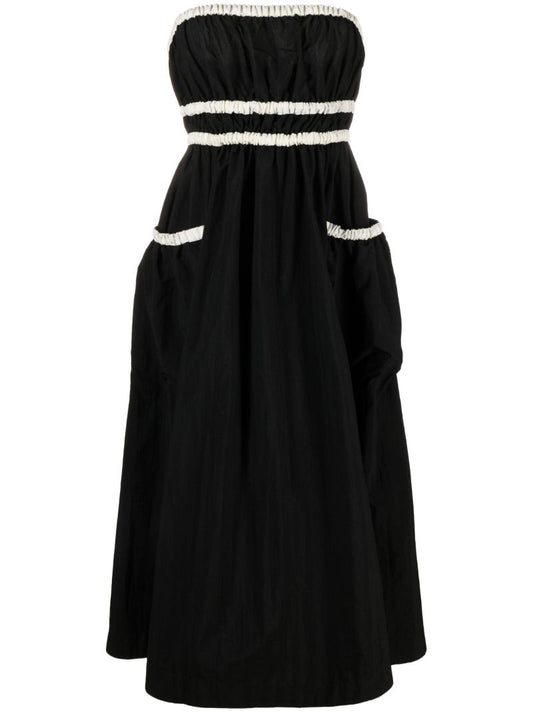 Black Amber Strapless Midi Dress