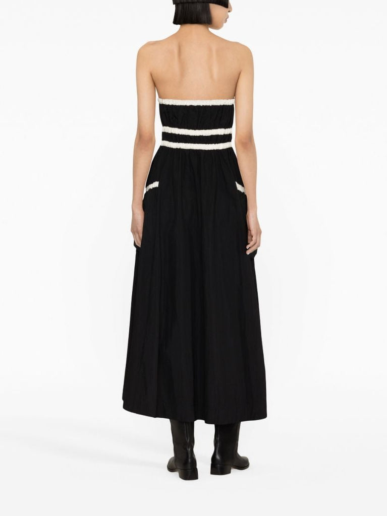 Black Amber Strapless Midi Dress