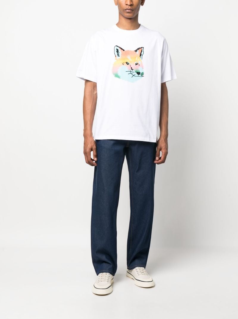 White Vibrant Fox Head Cotton T-shirt