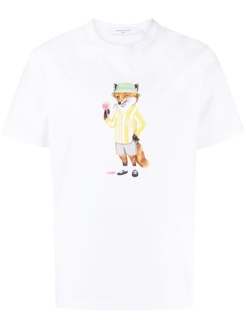 White Dressed Fox Cotton T-shirt